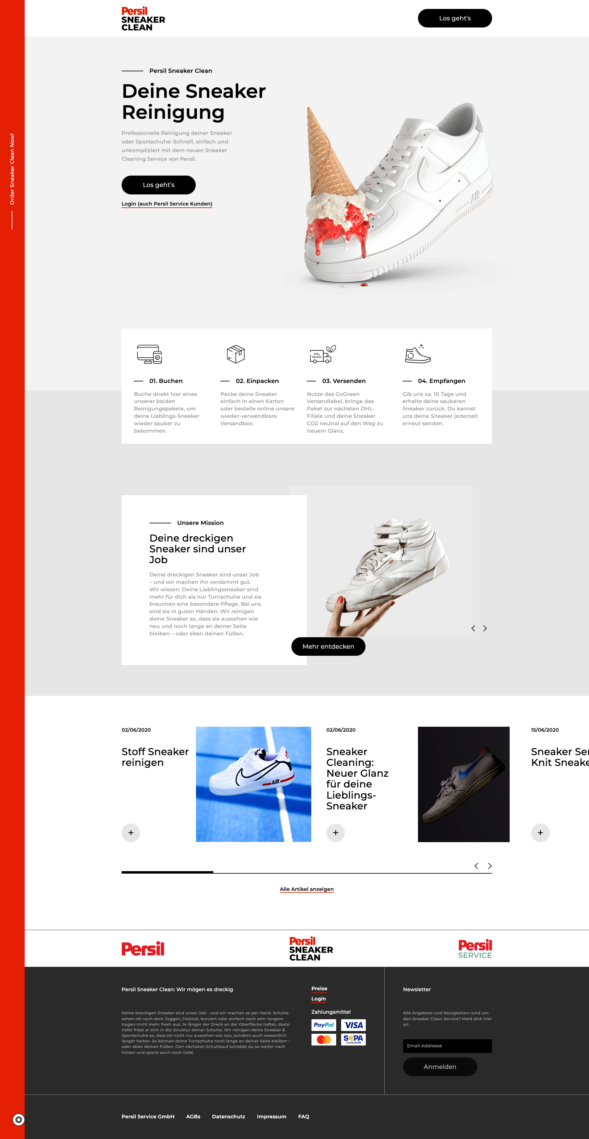 The Persil sneaker clean landingpage started as an MVP and TRNSFRMNG made it into a working product page.